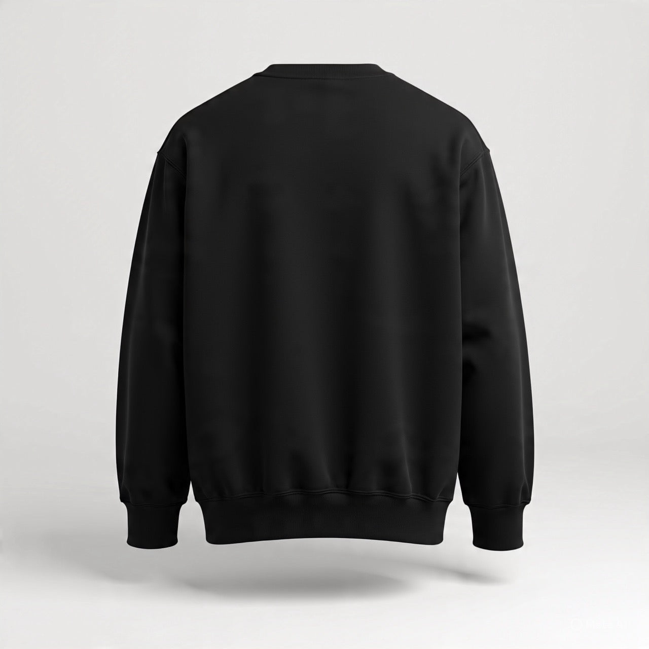 Black sweatshirt on a light gray background