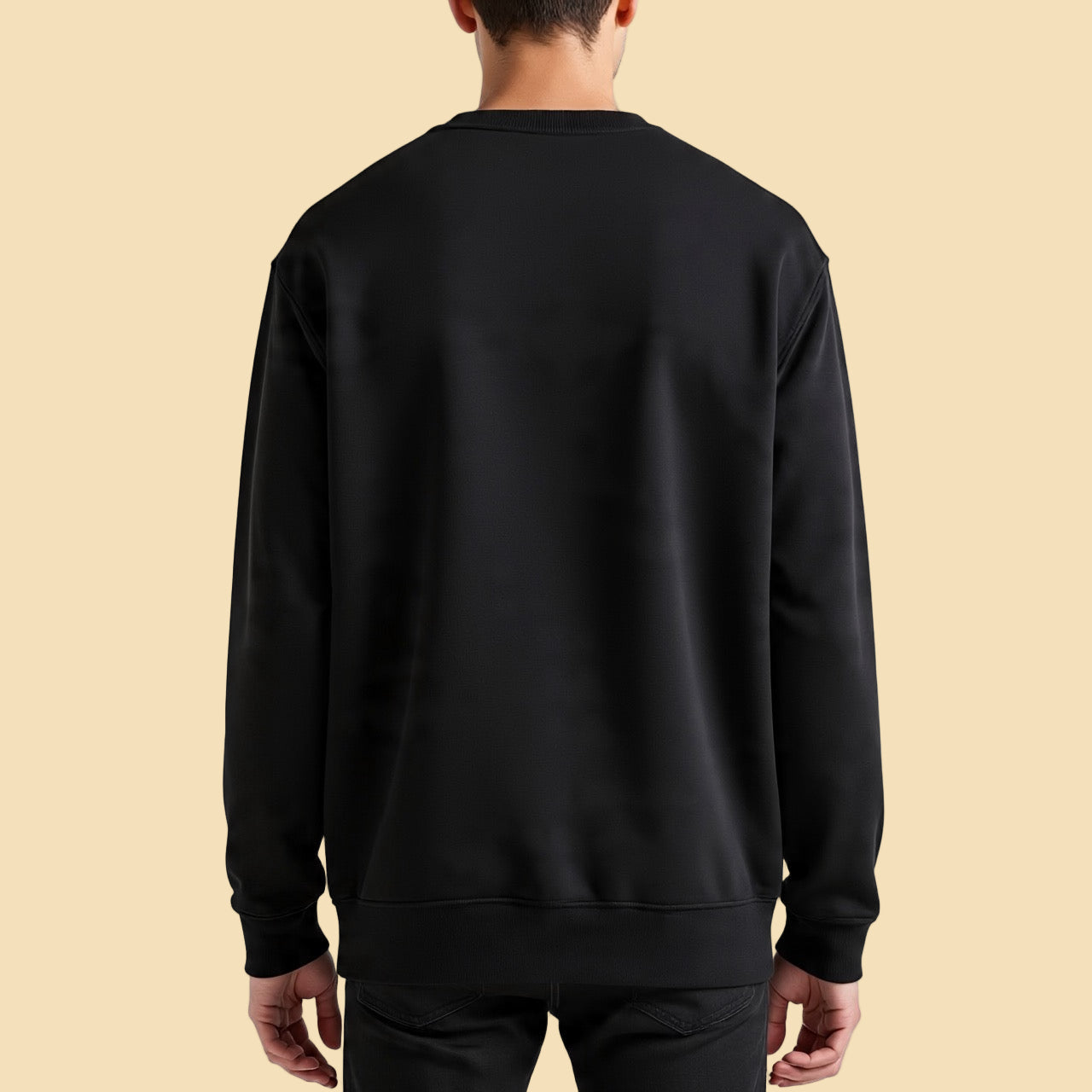 Black sweatshirt worn by a person